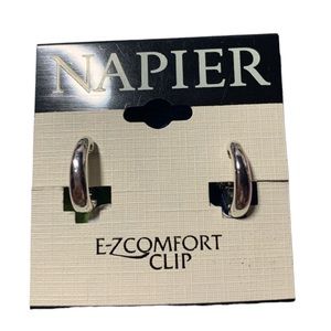 Napier Womens Small Oval Hoop Silver Tone Rihanna Style Earrings Christmas Gift